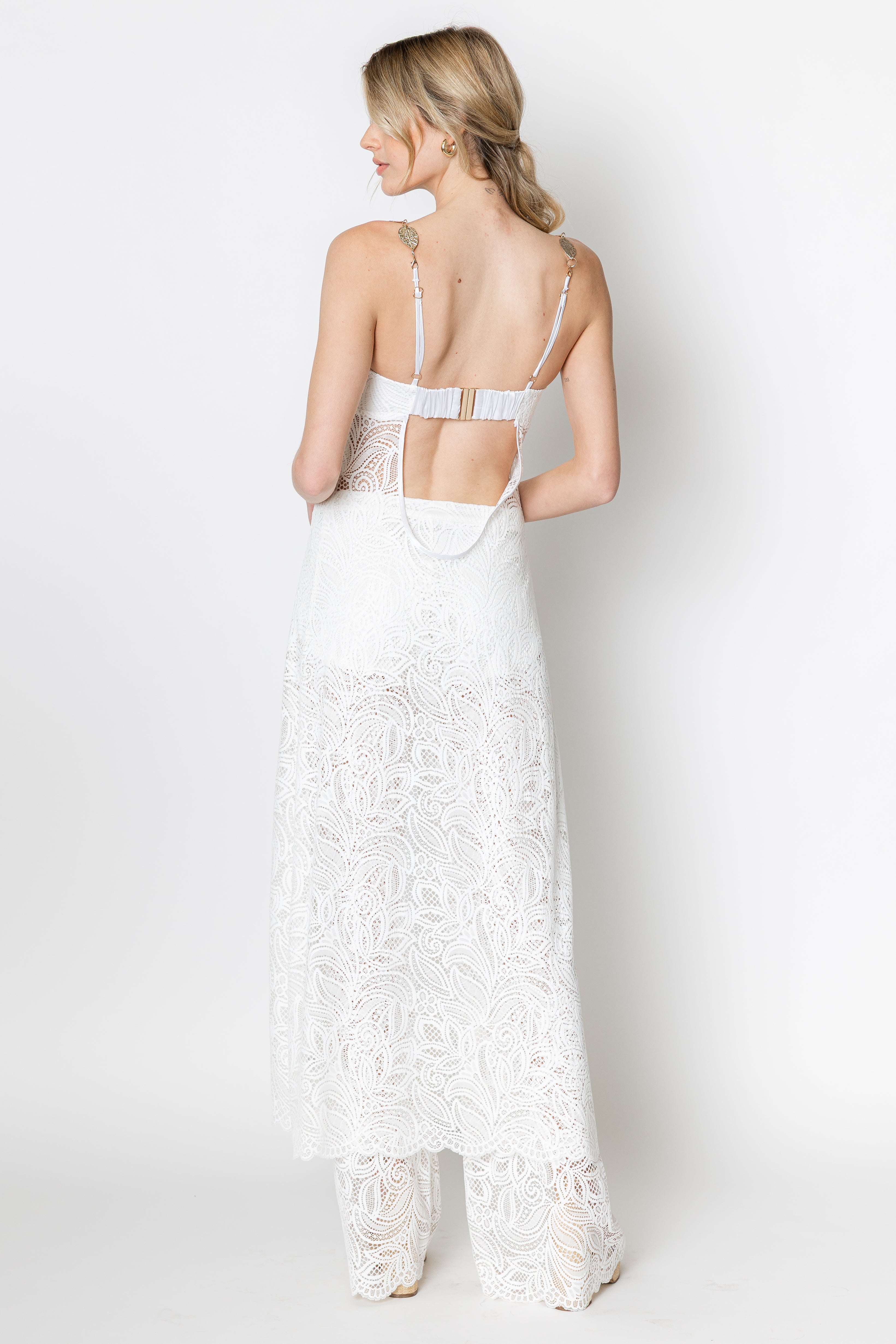 Lyric Lace Long Line Chain Top