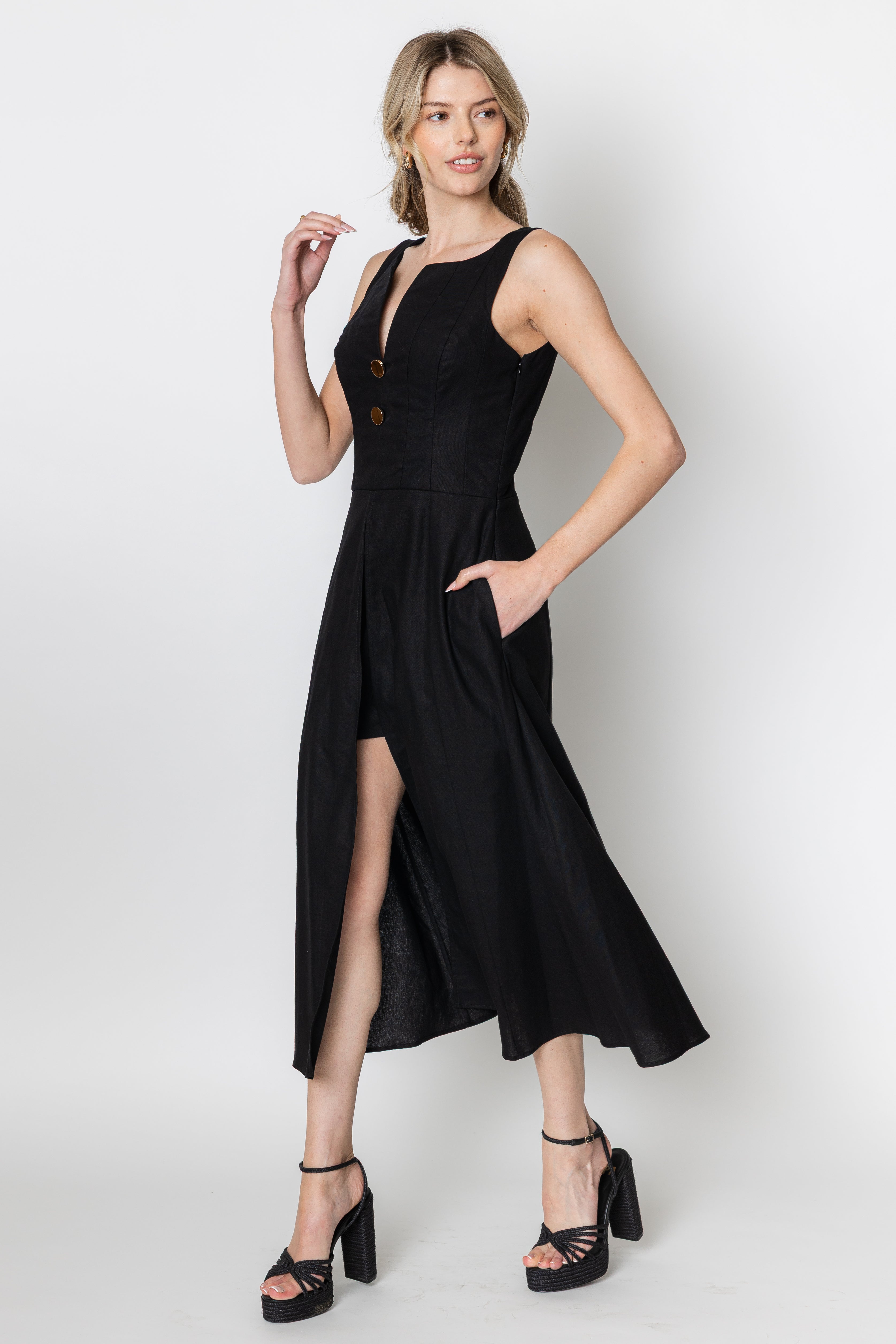 Celeste Linen Cotton Midi Mini Dress