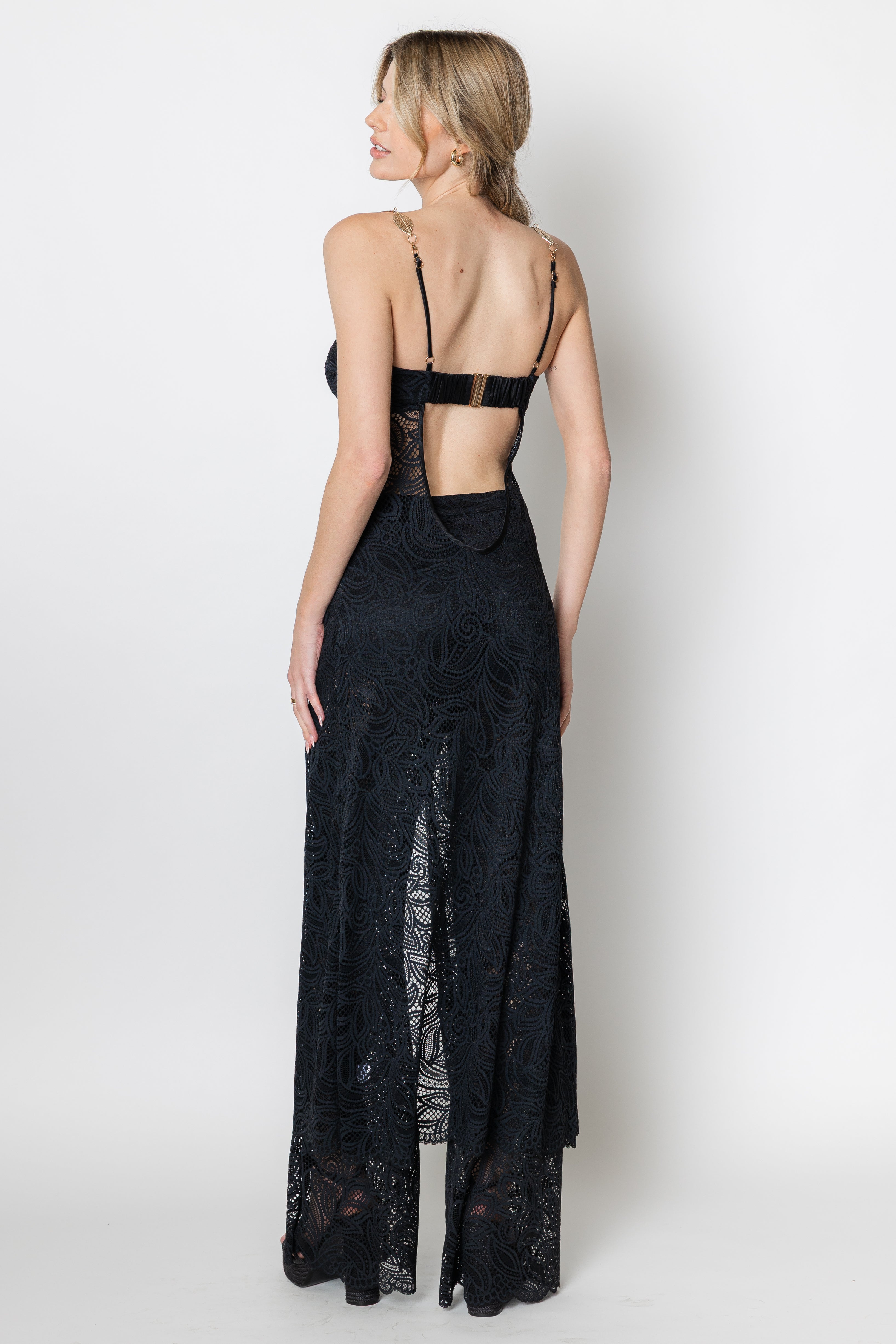 Lyric Lace Long Line Chain Top