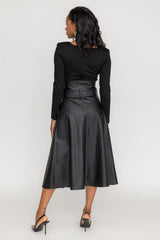 Harper Leather Wrap Trench Skirt - ZETAYE