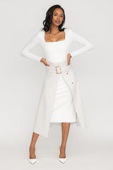 Harper Leather Wrap Trench Skirt - ZETAYE