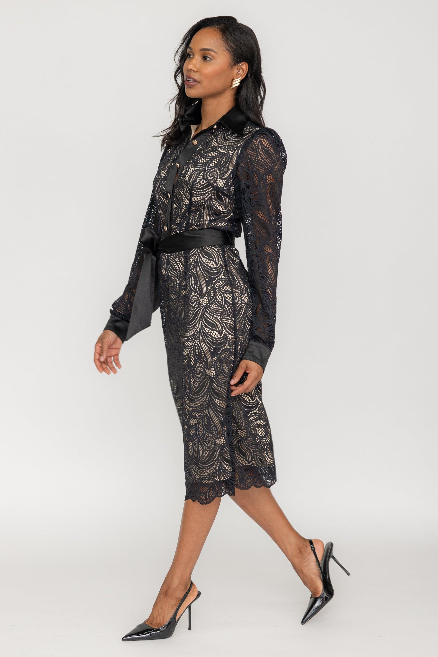 Lyric Lace Shirt Dress - ZETAYE