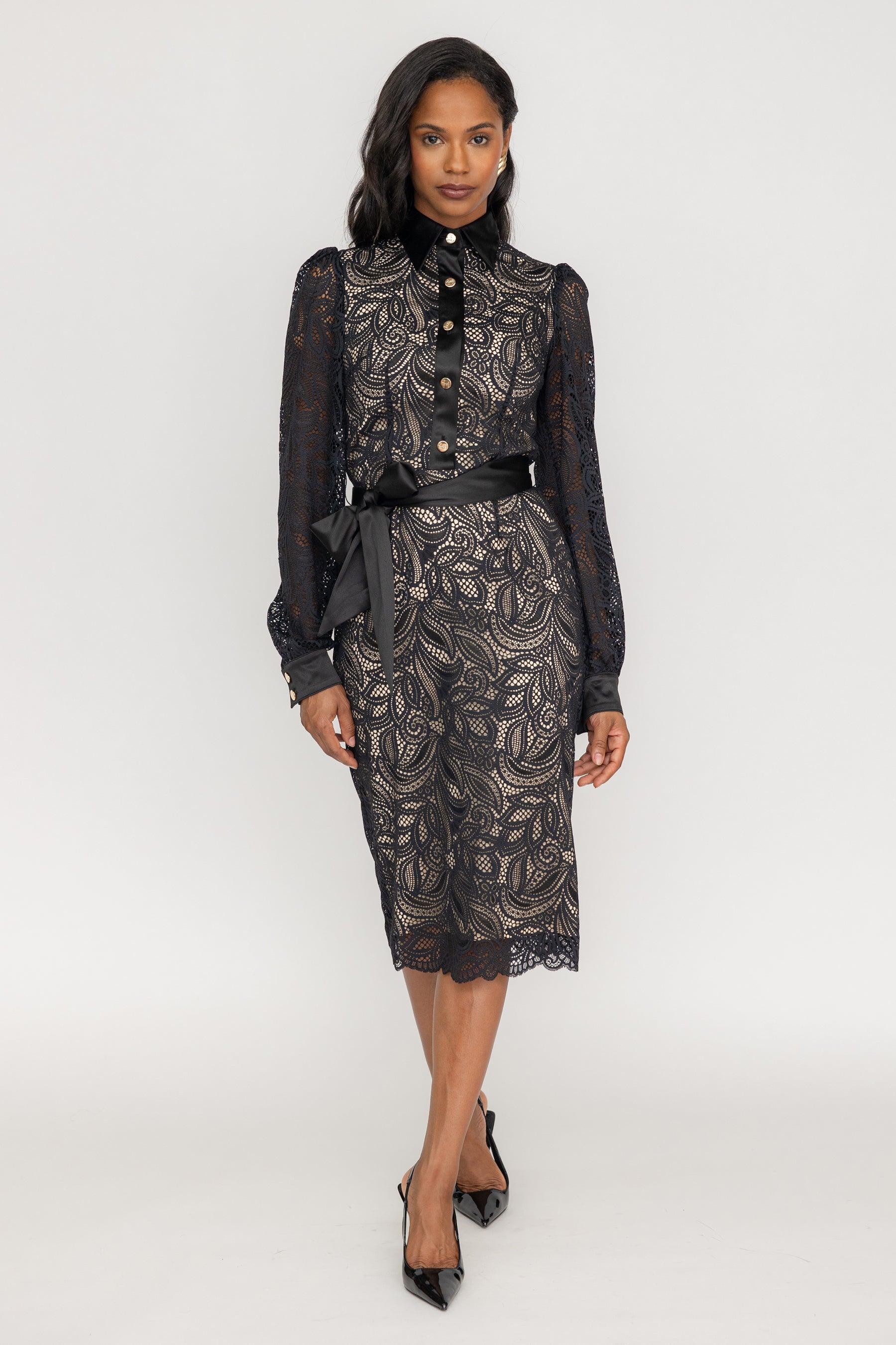 Lyric Lace Shirt Dress - ZETAYE