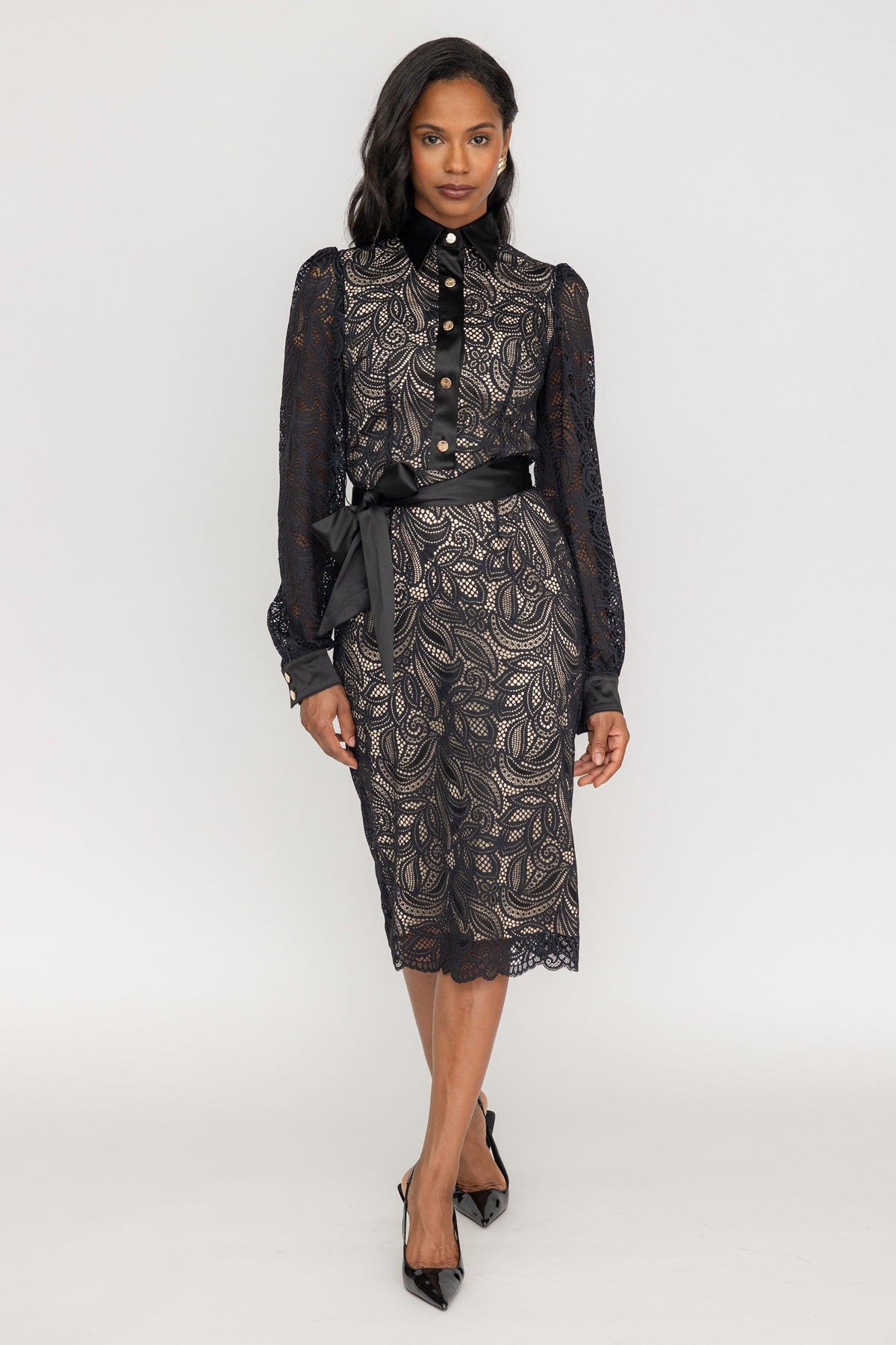 Lyric Lace Shirt Dress - ZETAYE