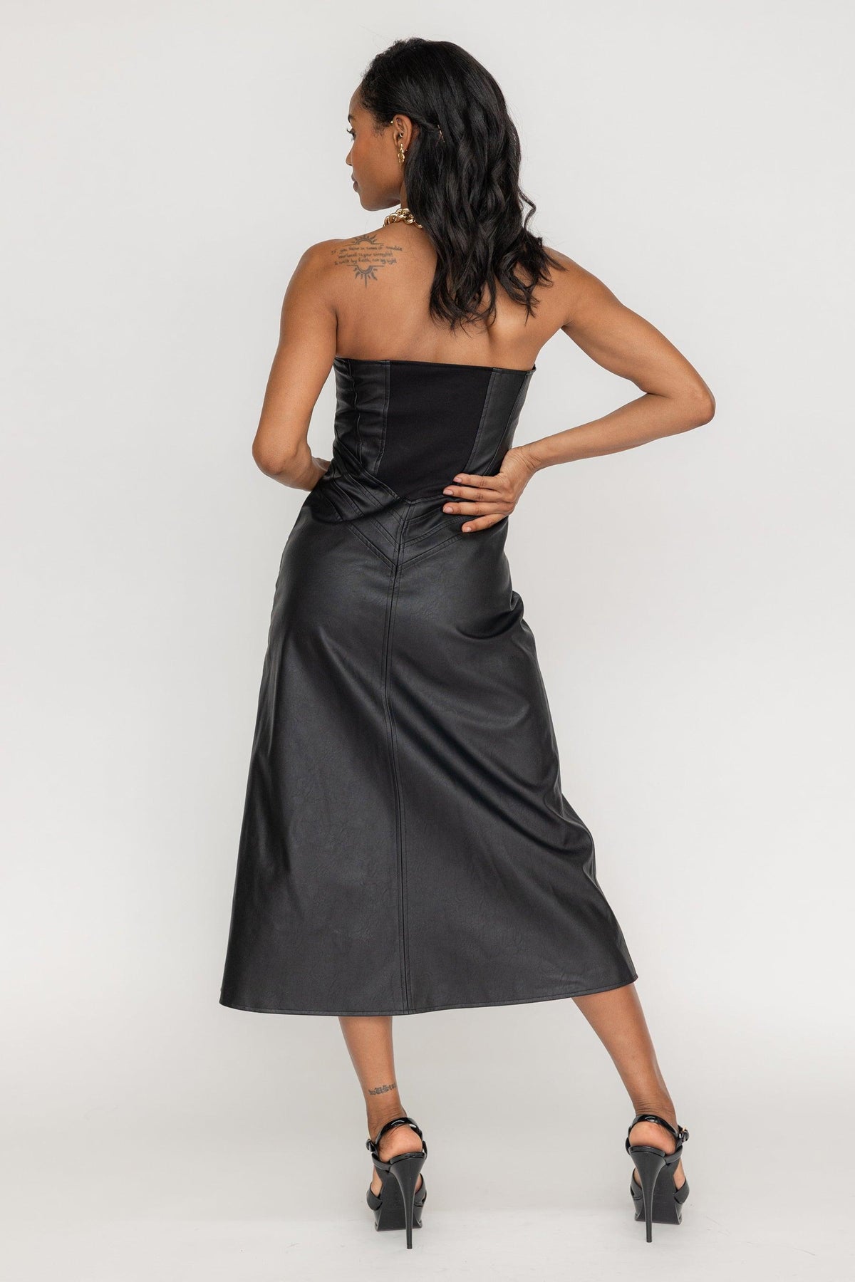 Liberty Faux Leather Strapless Dress - ZETAYE