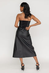 Liberty Faux Leather Strapless Dress - ZETAYE