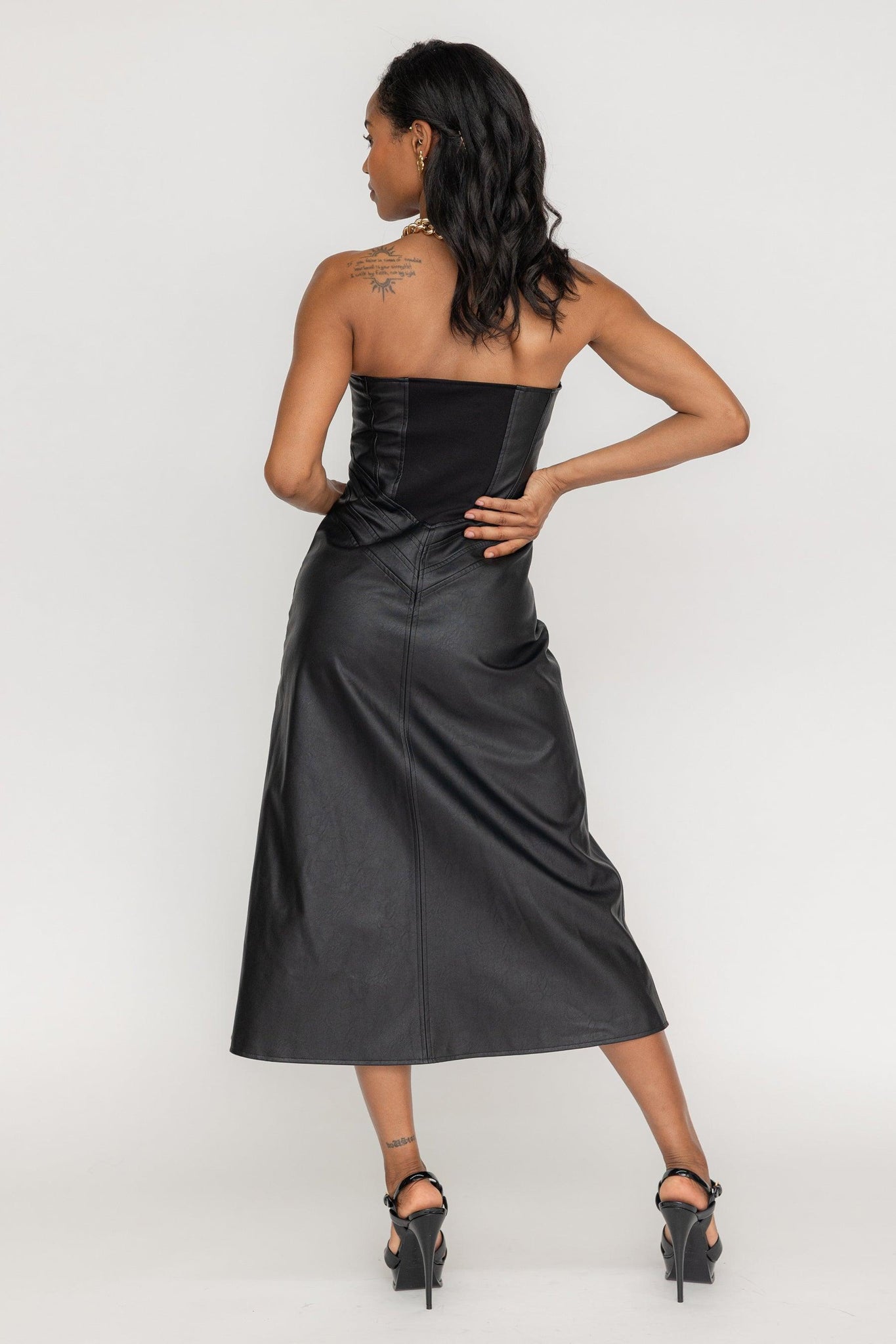Liberty Faux Leather Strapless Dress ZETAYE Liberty Faux Leather Strapless Dress ZETAYE