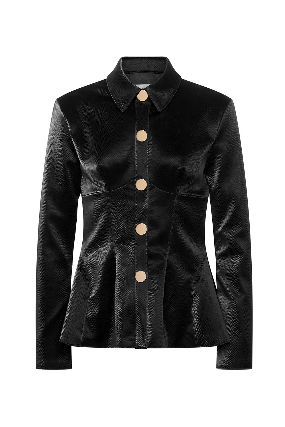 Kadence Faux Leather Peplum Blazer
