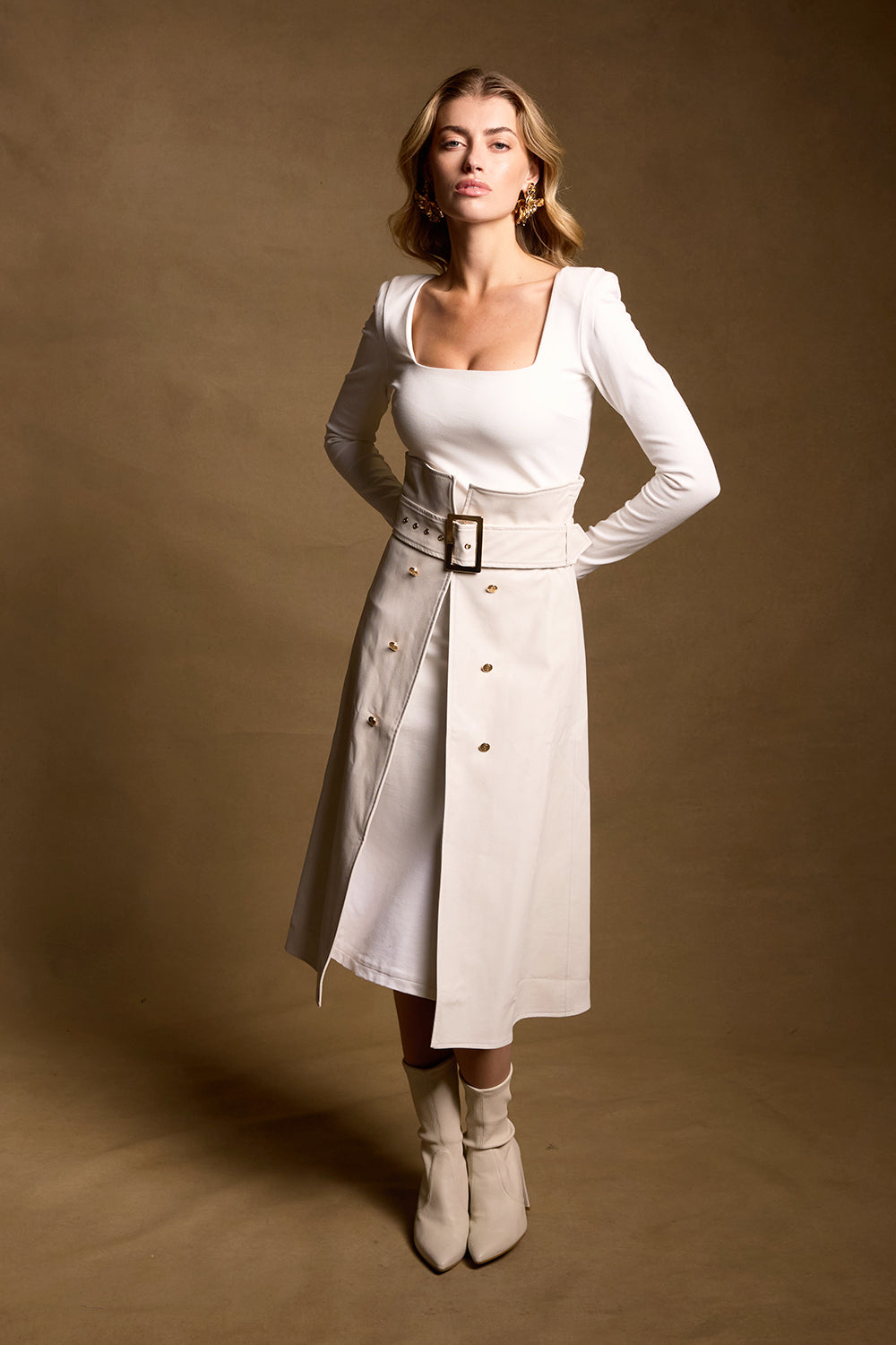 Harper Leather Wrap Trench Skirt