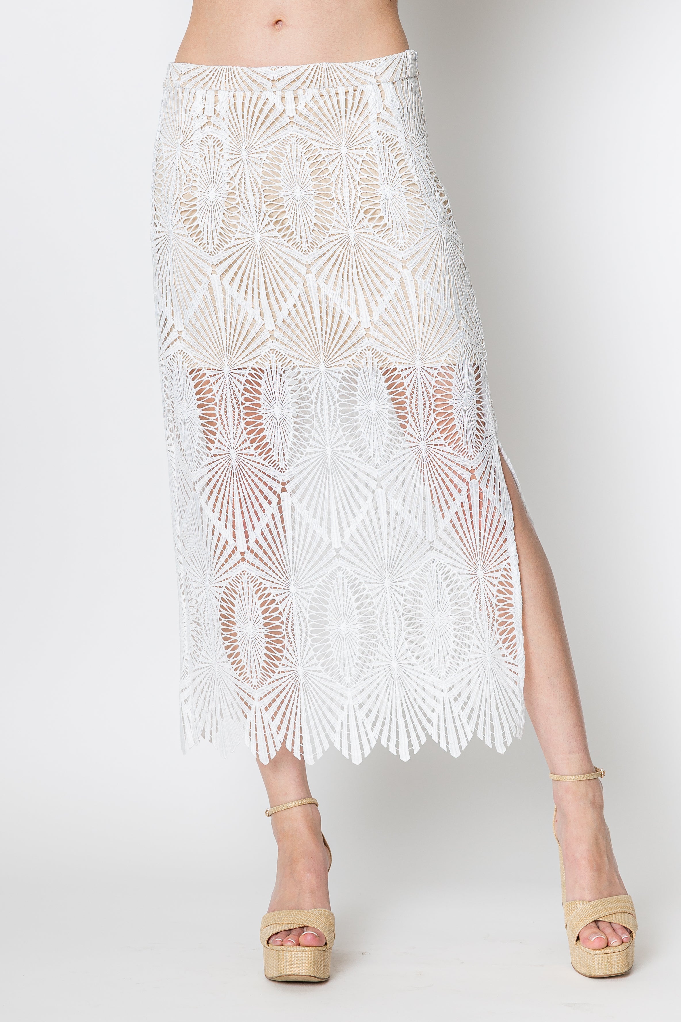 Maxine Deco Lace Midi Pencil Skirt